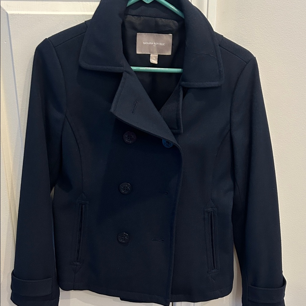 Banana Republic Women's Navy Blue Peacoat